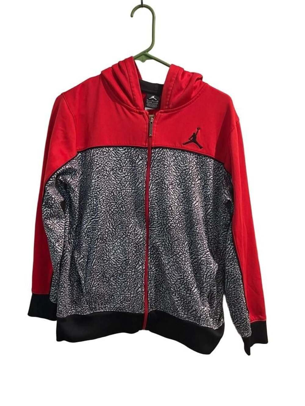 Jordan Therma-Fit Elephant Print Full-Zip Hoodie Size XL Red Black